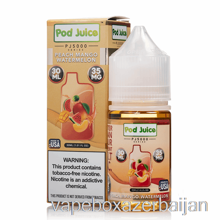 E-Juice Vape Peach Mango Watermelon - Pod Juice PJ5000 - 30mL 55mg